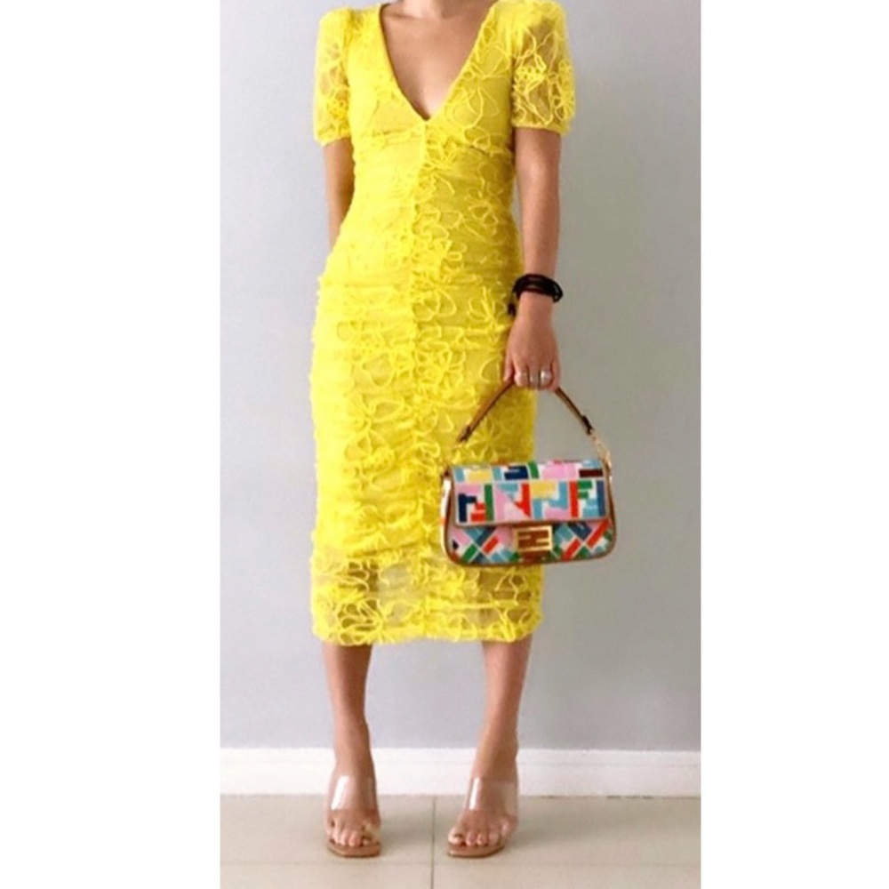 NWT Zara Yellow Lace Midi Dress GORGEOUS 💛